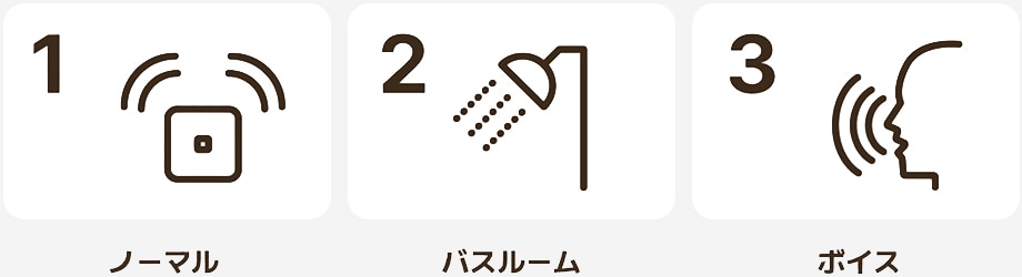 1.ノーマル 2.バスルーム 3.ボイス
