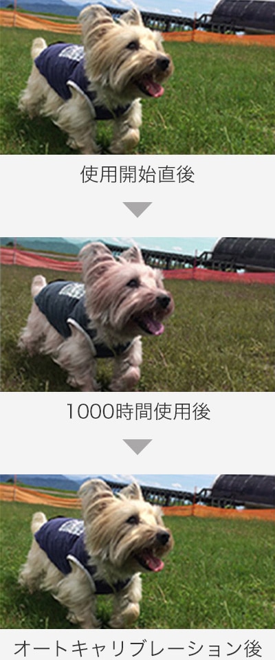 使用開始直後→1000時間使用後→オートキャリブレーション後