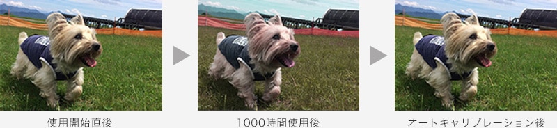 使用開始直後→1000時間使用後→オートキャリブレーション後