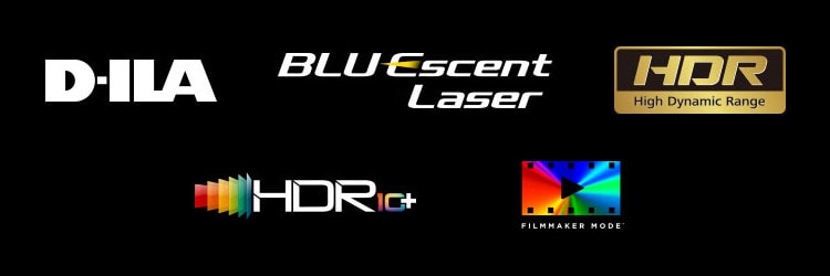 D-ILA　BLU Escent Laser　HDR High Dynamic Range　HDR 10+　FILMMAKER MODE